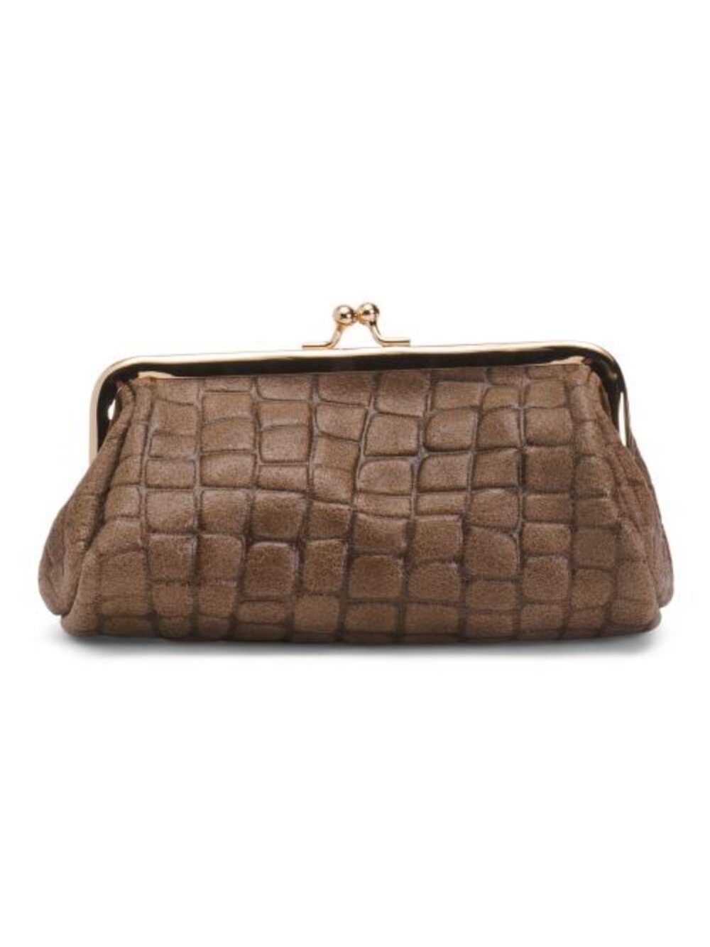 MARLON Made In Italy Leather Crocodile Kiss Lock Wallet